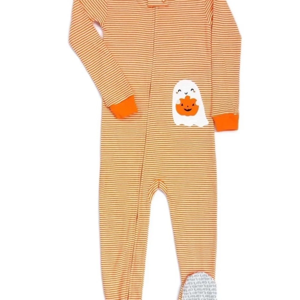 Carter's Toddler Halloween Ghost Striped Footed Pajama Sleeper nwt 3T